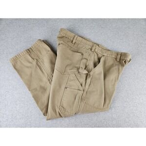 Duluth Jeans Mens 42x30 Double Knee Carpenter Beige Relaxed Workwear Cargo Denim